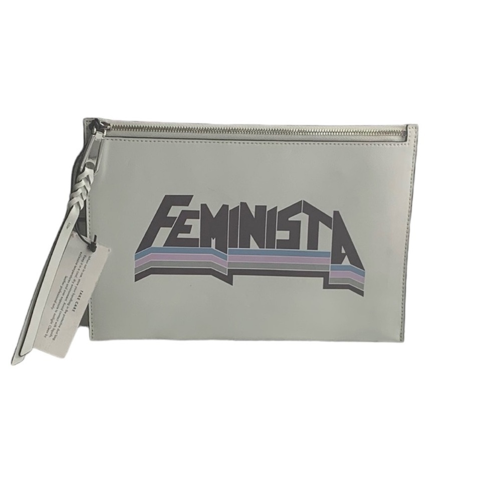 Rebecca Minkoff Leather Zip Pouch Optic White Femi